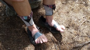 Rocks + wet = emergency blister treatment. Duct tape has soo many uses...