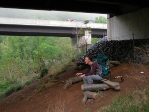 Previous pic was approaching the underbelly of I-81...now taking a breather inside the guts with traffic whizzing overhead...