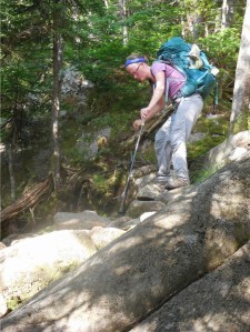 Trails in the Whites are rocky and steep...