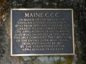 This plaque commemorates the last section of the AT to be completed...