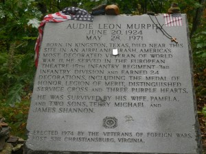 One of the most decorated soldiers in WW2, Audie died in a plane crash near the trail here...