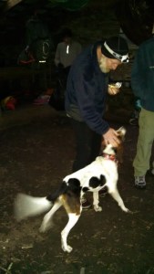 I went out to wet the grass late last night and my head-lamp picked out eyes peering back at me. Thinking bear, I left well-enough alone and went back to the safety of the shelter. At first light I decided to check the "eye spot", and it tuned out to be the lost and quite hungry bear-dog Locust...who was miles from his home. A young couple sharing the shelter with us took him down the mountain and according to a ranger we spoke with late today, Locust was reunited with his owners. Bear- dogs like blueberrie Cliff Bars. :-)